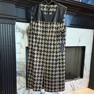 Tommy Hilfiger Black and Cream Houndstooth Midi Dress